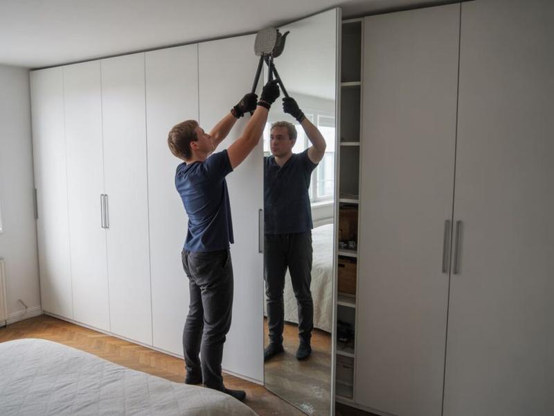 Odklejanie lustra z mebli