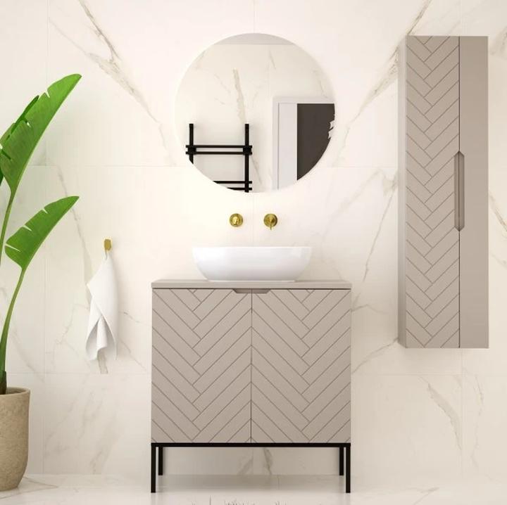 Meble łazienkowe z umywalką nablatową